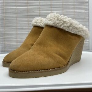 Isabel Marant Takita Shearling Wedge Size 8 Tan Suede